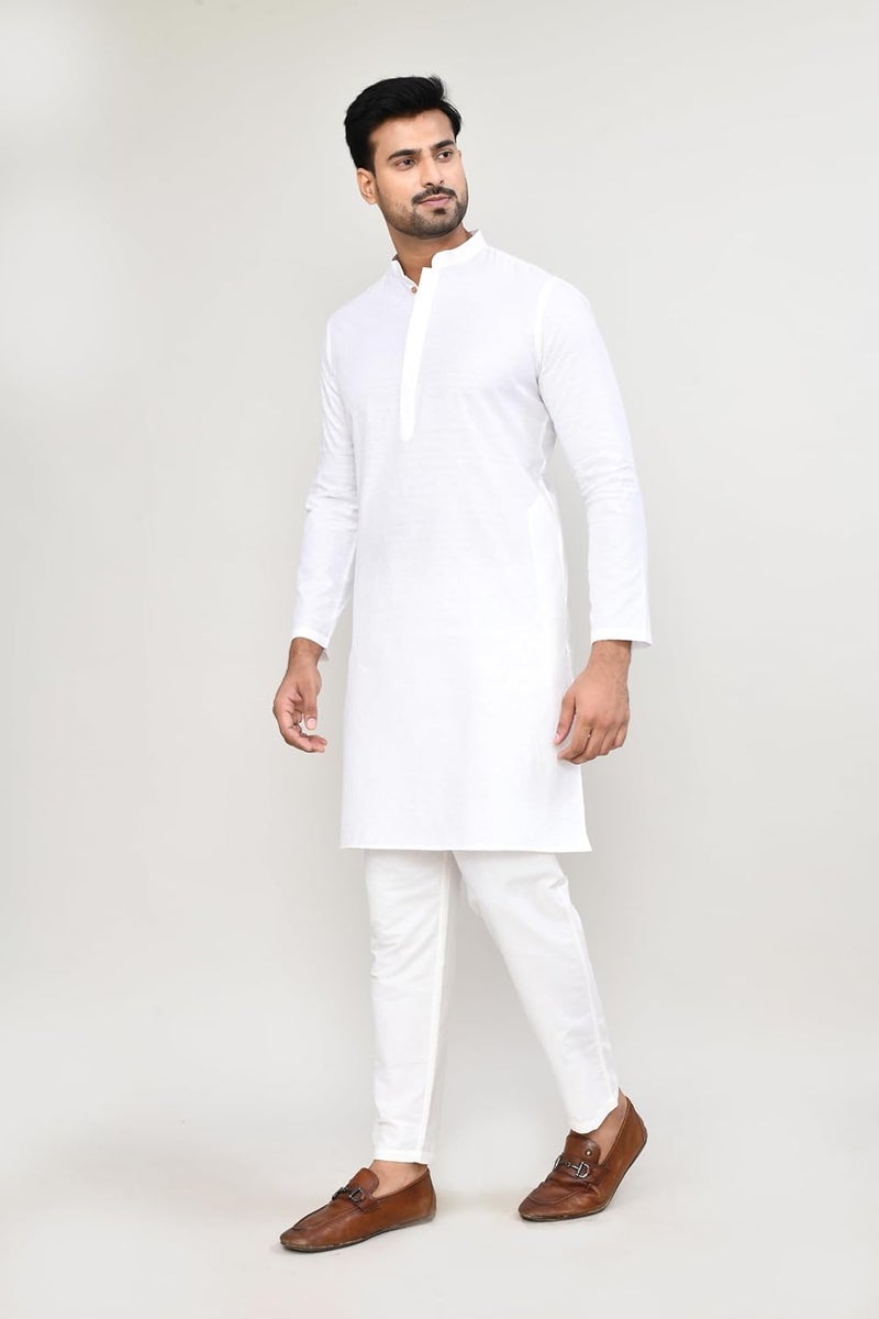 Polyfab Hathkargha Men's Art Silk Designer Printed Kurta Pyjama Set with Mandarin Collar and Full Sleeves - Image 3